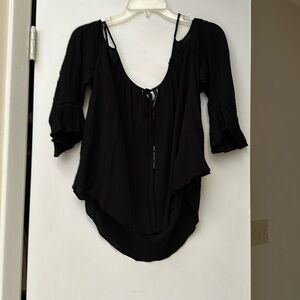 Linen Flowy Cold  Shoulder Top